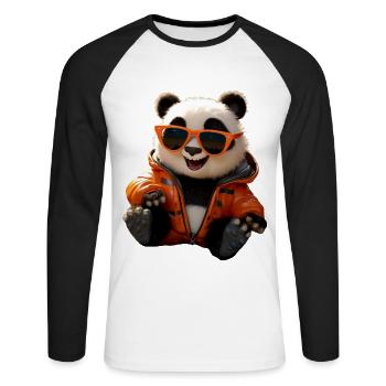 Panda Bear Sunglasses Pandas Love Cute Panda Bear - Unisex Long Sleeve Baseball T-Shirt - white/black - Front - Nik (191cm)