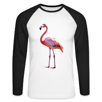 Flamant rose en rose soleil d’été vacances flamants roses - T-shirt baseball manches longues Homme - blanc/noir - Devant - Nik (191cm)