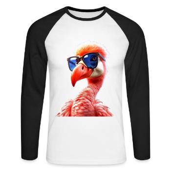 Flamant rose Lunettes de soleil Pink Love Pink Flamingos - T-shirt baseball manches longues Homme - blanc/noir - Devant - Nik (191cm)