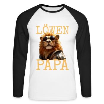 Lion Papa Papa Papa Fête des Pères Père Sauvage Lion - T-shirt baseball manches longues Homme - blanc/noir - Devant - Nik (191cm)