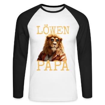 Lion Papa Papa Papa Fête des Pères Père Sauvage Lion - T-shirt baseball manches longues Homme - blanc/noir - Devant - Nik (191cm)