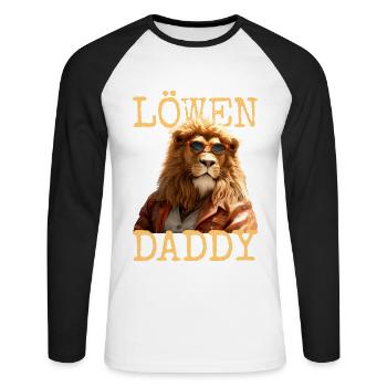 Lion Papa Papa Papa Fête des Pères Père Sauvage Lion - T-shirt baseball manches longues Homme - blanc/noir - Devant - Nik (191cm)