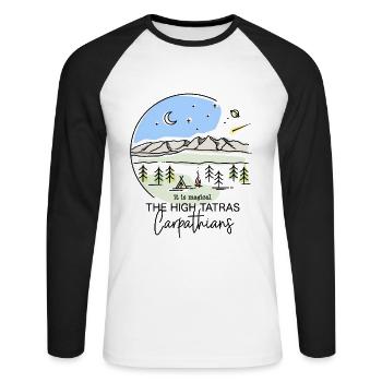 High Carpathians Hiking Souvenirs Camping Poland - Unisex Long Sleeve Baseball T-Shirt - white/black - Front - Nik (191cm)