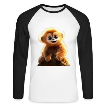 Gibbon Monkey Baby Monkey Little Gibbons Cute Monkey - Unisex Long Sleeve Baseball T-Shirt - white/black - Front - Nik (191cm)