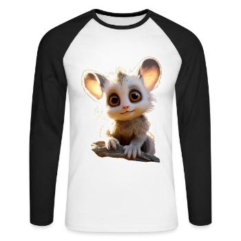 Galago Bush Bébé Singe Galagos Singe Mignon Galago - T-shirt baseball manches longues Homme - blanc/noir - Devant - Nik (191cm)