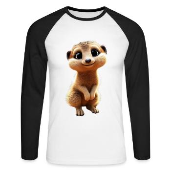 Erdmännchen Tierliebhaber Süßes Surikate Mangusten - Unisex Baseballshirt langarm - Weiß/Schwarz - Vorne - Nik (191cm)