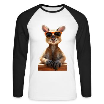 Kangaroo Australia Wild Marsupials Cute Kangaroos - Unisex Long Sleeve Baseball T-Shirt - white/black - Front - Nik (191cm)