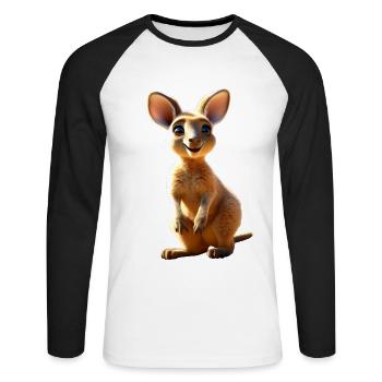 Kangaroo Australia Wild Marsupials Cute Kangaroos - Unisex Long Sleeve Baseball T-Shirt - white/black - Front - Nik (191cm)