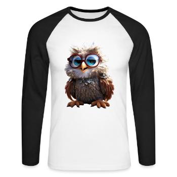 Owl Barn Owl Gift Owl Owl Owl Cute Owls - Unisex Long Sleeve Baseball T-Shirt - white/black - Front - Nik (191cm)