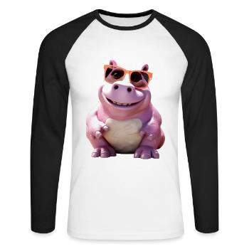 Hippopotame Hippopotame Hippopotame Hippopotame - T-shirt baseball manches longues Homme - blanc/noir - Devant - Nik (191cm)