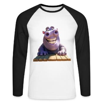 Hippo Hippo Papa Hippopotamus Cool Hippo - Unisex Long Sleeve Baseball T-Shirt - white/black - Front - Nik (191cm)