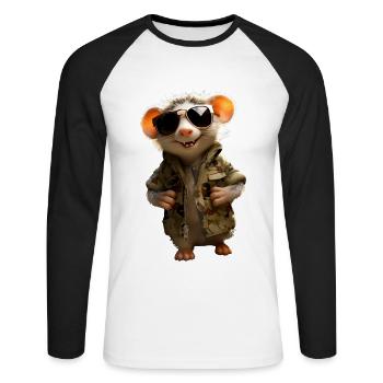 Opossum Opossum Didelphis Opossums mignons Opossum - T-shirt baseball manches longues Homme - blanc/noir - Devant - Nik (191cm)