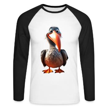Pélican sauvagine Pélican cadeau pélicans mignons - T-shirt baseball manches longues Homme - blanc/noir - Devant - Nik (191cm)