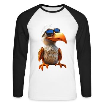 Pelican Water Bird Pelican Gift Cute Pelicans - Unisex Long Sleeve Baseball T-Shirt - white/black - Front - Nik (191cm)