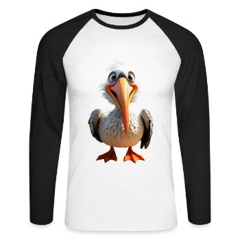 Pélican sauvagine Pélican cadeau pélicans mignons - T-shirt baseball manches longues Homme - blanc/noir - Devant - Nik (191cm)
