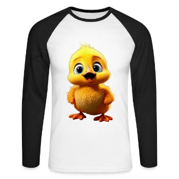 Canard Mignon Bébé Canard Poussin Canetons Canetons - T-shirt baseball manches longues Homme - blanc/noir - Devant - Nik (191cm)