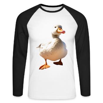 Gans Gänseküken Küken Süße Gans Ente Kleine Gänse - Unisex Baseballshirt langarm - Weiß/Schwarz - Vorne - Nik (191cm)