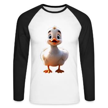 Gans Gänseküken Küken Süße Gans Ente Kleine Gänse - Unisex Baseballshirt langarm - Weiß/Schwarz - Vorne - Nik (191cm)