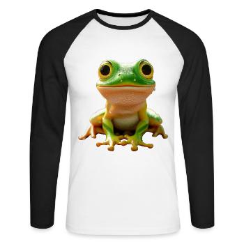 Frog Toad Tree Frog Baby Frogs Cute Frog - Unisex Long Sleeve Baseball T-Shirt - white/black - Front - Nik (191cm)