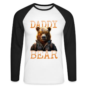 Papa ours Ours Papa Papa Fête des pères Grizzly Ours - T-shirt baseball manches longues Homme - blanc/noir - Devant - Nik (191cm)