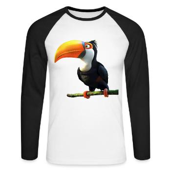Toucan Rainforest South America Toucans Giant Toucan - Unisex Long Sleeve Baseball T-Shirt - white/black - Front - Nik (191cm)