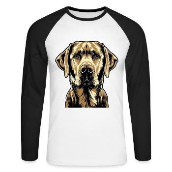 Labrador Retriever Chien Amour Jeunes Labradors Mignons - T-shirt baseball manches longues Homme - blanc/noir - Devant - Nik (191cm)