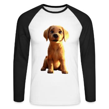 Labrador Retriever Chien Amour Jeunes Labradors Mignons - T-shirt baseball manches longues Homme - blanc/noir - Devant - Nik (191cm)