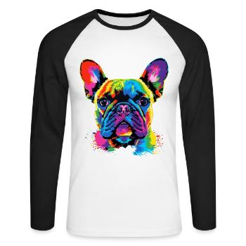French Bulldog Colorful Colors Pop Art Great Dane - Unisex Long Sleeve Baseball T-Shirt - white/black - Front - Nik (191cm)