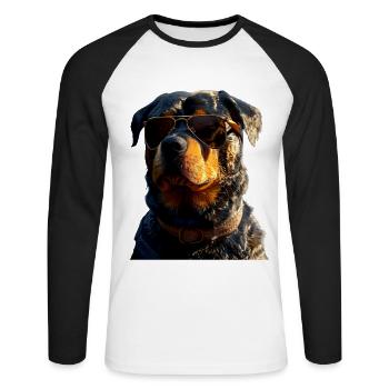 Les chiens Rottweiler aiment les fiers amateurs de rottweiler - T-shirt baseball manches longues Homme - blanc/noir - Devant - Nik (191cm)