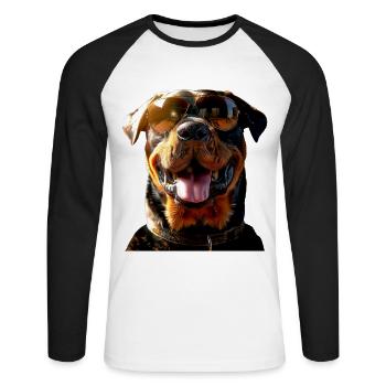 Les chiens Rottweiler aiment les fiers amateurs de rottweiler - T-shirt baseball manches longues Homme - blanc/noir - Devant - Nik (191cm)