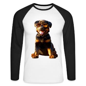 Les chiens Rottweiler aiment les fiers amateurs de rottweiler - T-shirt baseball manches longues Homme - blanc/noir - Devant - Nik (191cm)
