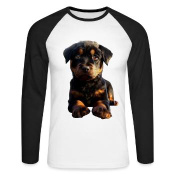 Les chiens Rottweiler aiment les fiers amateurs de rottweiler - T-shirt baseball manches longues Homme - blanc/noir - Devant - Nik (191cm)