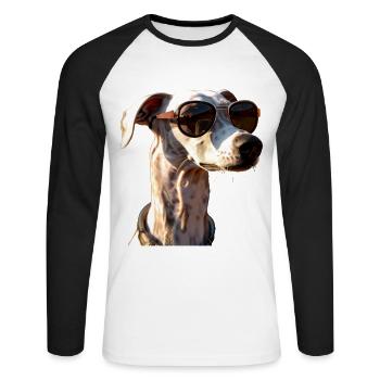 Windhund Hundeliebhaber Jagdhund Liebe Greyhound - Unisex Baseballshirt langarm - Weiß/Schwarz - Vorne - Nik (191cm)