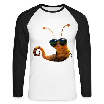 Chenille Drôle Larve Chenille Cadeau Chenille Mignonne - T-shirt baseball manches longues Homme - blanc/noir - Devant - Nik (191cm)