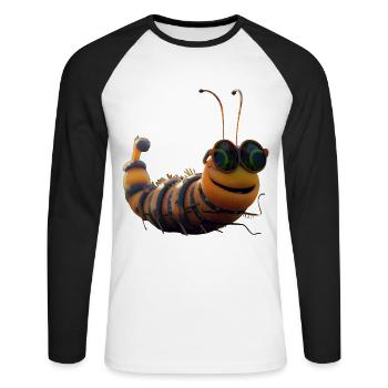 Chenille Drôle Larve Chenille Cadeau Chenille Mignonne - T-shirt baseball manches longues Homme - blanc/noir - Devant - Nik (191cm)
