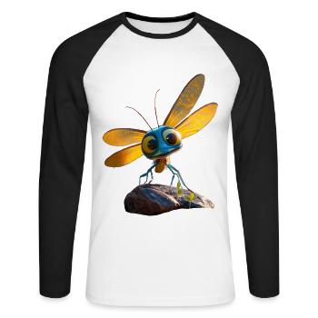 Libellule Libellule Ailes Colorées Libellules Mignonnes - T-shirt baseball manches longues Homme - blanc/noir - Devant - Nik (191cm)