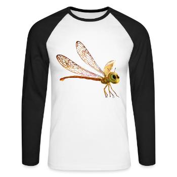 libellule libellule ailes colorées libellules mignonnes - T-shirt baseball manches longues Homme - blanc/noir - Devant - Nik (191cm)