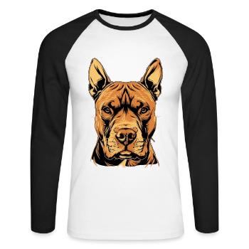 Pitbull Bulldog Pittie American Pitbull Terrier - T-shirt baseball manches longues Homme - blanc/noir - Devant - Nik (191cm)