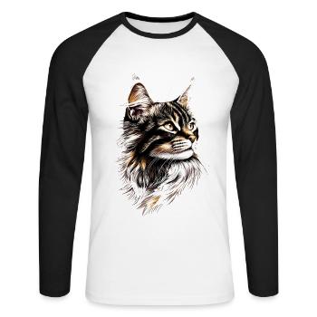 Cat Norwegian Forest Cat Norwegian Forest Cats - Unisex Long Sleeve Baseball T-Shirt - white/black - Front - Nik (191cm)