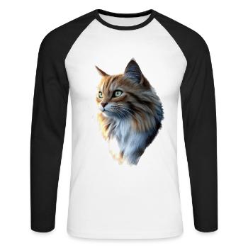 Cat Norwegian Forest Cat Norwegian Forest Cats - Unisex Long Sleeve Baseball T-Shirt - white/black - Front - Nik (191cm)