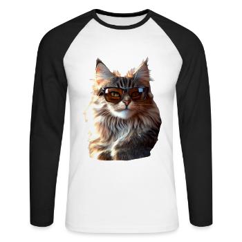 Cat Norwegian Forest Cat Norwegian Forest Cats - Unisex Long Sleeve Baseball T-Shirt - white/black - Front - Nik (191cm)