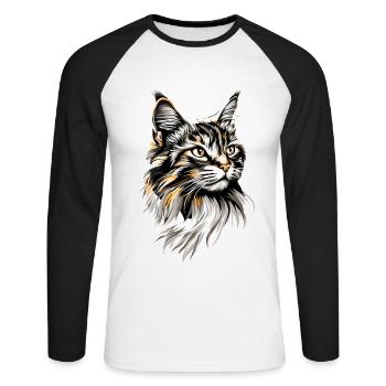 Cat Norwegian Forest Cat Norwegian Forest Cats - Unisex Long Sleeve Baseball T-Shirt - white/black - Front - Nik (191cm)