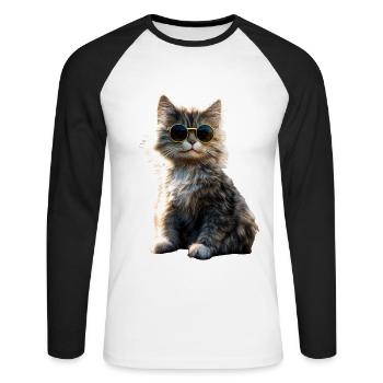 Cat Norwegian Forest Cat Norwegian Forest Cats - Unisex Long Sleeve Baseball T-Shirt - white/black - Front - Nik (191cm)