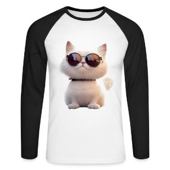 Persian Cat Persian Cat Persian Cat Cute Cats - Unisex Long Sleeve Baseball T-Shirt - white/black - Front - Nik (191cm)