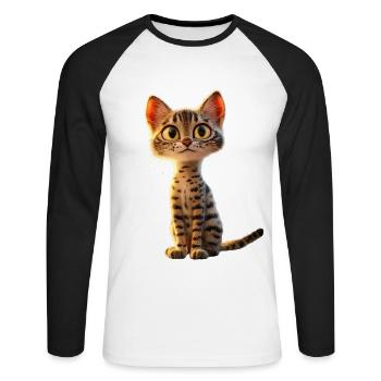 Savannah Cat Cat Mom Cute Serval Leopard Cats - Unisex Long Sleeve Baseball T-Shirt - white/black - Front - Nik (191cm)