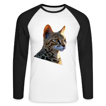 Savannah Katze Cat Mama Süße Serval Leopard Katzen - Unisex Baseballshirt langarm - Weiß/Schwarz - Vorne - Nik (191cm)