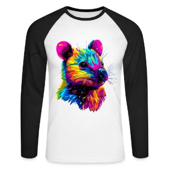 Quokka Be Quokka Joyeux Coloré Australie Quokkas - T-shirt baseball manches longues Homme - blanc/noir - Devant - Nik (191cm)