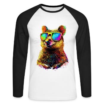 Lunettes de soleil Quokka Rainbow Australia Quokkas - T-shirt baseball manches longues Homme - blanc/noir - Devant - Nik (191cm)