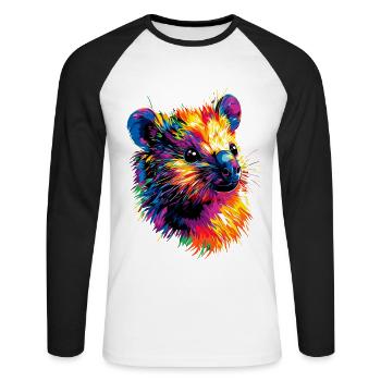Quokka Be Quokka Joyeux Coloré Australie Quokkas - T-shirt baseball manches longues Homme - blanc/noir - Devant - Nik (191cm)