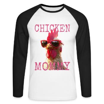 Poulet Maman Poulet Maman Femme du fermier Poules Fête des mères - T-shirt baseball manches longues Homme - blanc/noir - Devant - Nik (191cm)